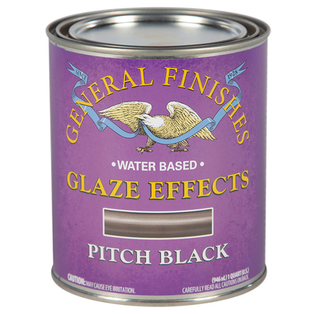 GENERAL FINISHES 1 Qt Pitch Black Glaze Effects Water-Based Translucent Color QTPB